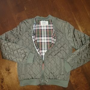 Ashley by 26 International Army Green Quilted  Bomber Jacket.NEW